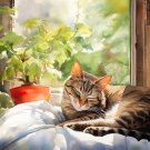 Print ACEO Lovable Cat Home Pet Animal Art Card Limited Edition