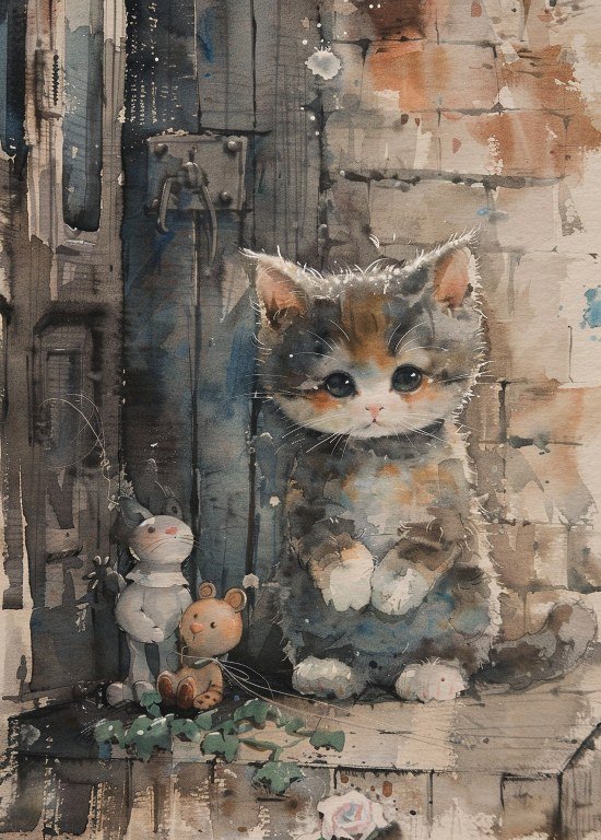 Print ACEO Lovable Cat Home Pet Animal Art Card Limited Edition