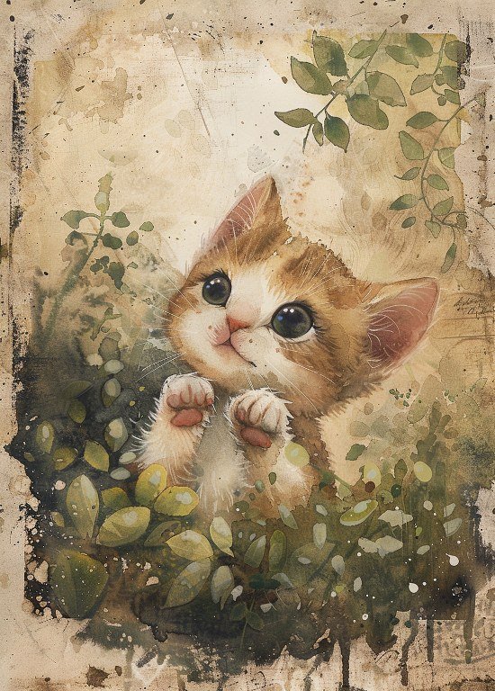 Print ACEO Lovable Cat Home Pet Animal Art Card Limited Edition
