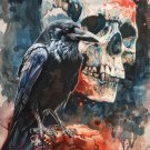 Print ACEO Raven Crow Skull Bird Art Card Limited Edition