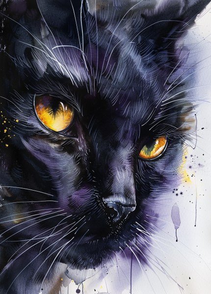 Print ACEO Lovable Black Cat Home Pet Animal Art Card Limited Edition
