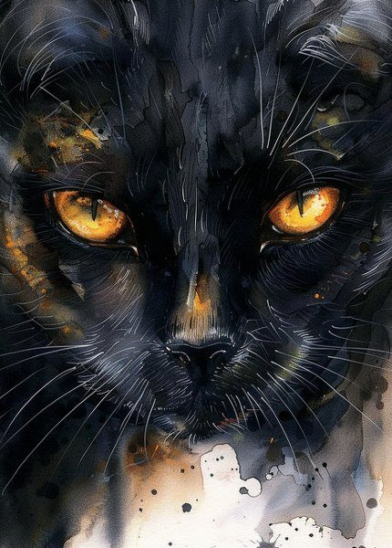 Print ACEO Lovable Black Cat Home Pet Animal Art Card Limited Edition