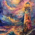 Print ACEO Light House Seaside Sunset Beach Art Card Limited Edition Print ACEO Light House Seaside Sunset Beach Art Card Limited Edition