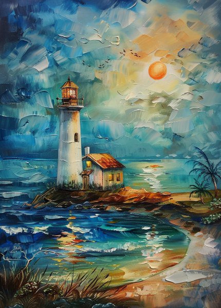 Print ACEO Light House Seaside Sunset Beach Art Card Limited Edition