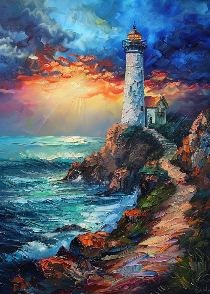 Print ACEO Light House Seaside Sunset Beach Art Card Limited Edition