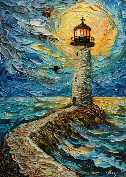 Print ACEO Light House Seaside Sunset Beach Art Card Limited Edition