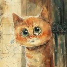 Print ACEO Lovable Cat Home Pet Animal Art Card Limited Edition