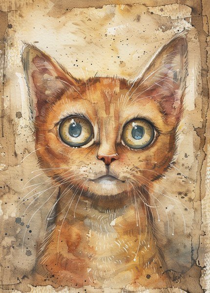 Print ACEO Lovable Cat Home Pet Animal Art Card Limited Edition