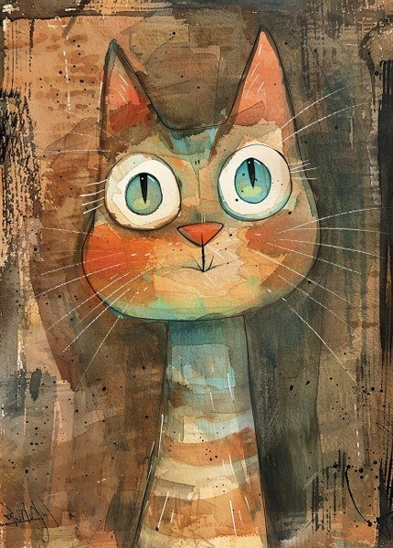 Print ACEO Lovable Cat Home Pet Animal Art Card Limited Edition