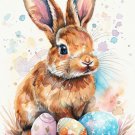 Print ACEO Easter Bunny Eggs Flower Rabbit Animal Art Card Limited Edition
