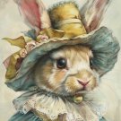 Print ACEO Easter Bunny Eggs Flower Rabbit Animal Art Card Limited Edition