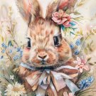 Print ACEO Easter Bunny Eggs Flower Rabbit Animal Art Card Limited Edition