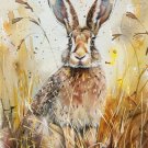 Print ACEO Bunny Flower Wild Rabbit Animal Art Card Limited Edition