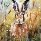 Print ACEO Bunny Flower Wild Rabbit Animal Art Card Limited Edition