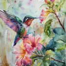 Print ACEO Hummingbird Flower Graffiti Art Card Limited Edition