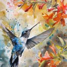 Print ACEO Hummingbird Flower Graffiti Art Card Limited Edition