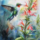 Print ACEO Hummingbird Flower Graffiti Art Card Limited Edition
