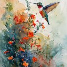 Print ACEO Hummingbird Flower Graffiti Art Card Limited Edition