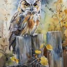 Print ACEO Mountain Owl Tree Bird Art Card Limited Edition