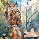 Print ACEO Mountain Owl Tree Bird Art Card Limited Edition
