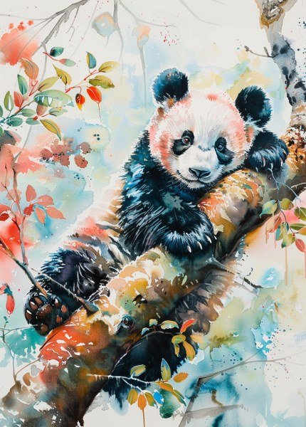 Print ACEO Panda Animal Tree Art Card Limited Edition