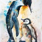 Print ACEO Penguin Mom & Penguin Baby Animal Art Card Limited Edition
