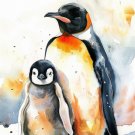 Print ACEO Penguin Mom & Penguin Baby Animal Art Card Limited Edition