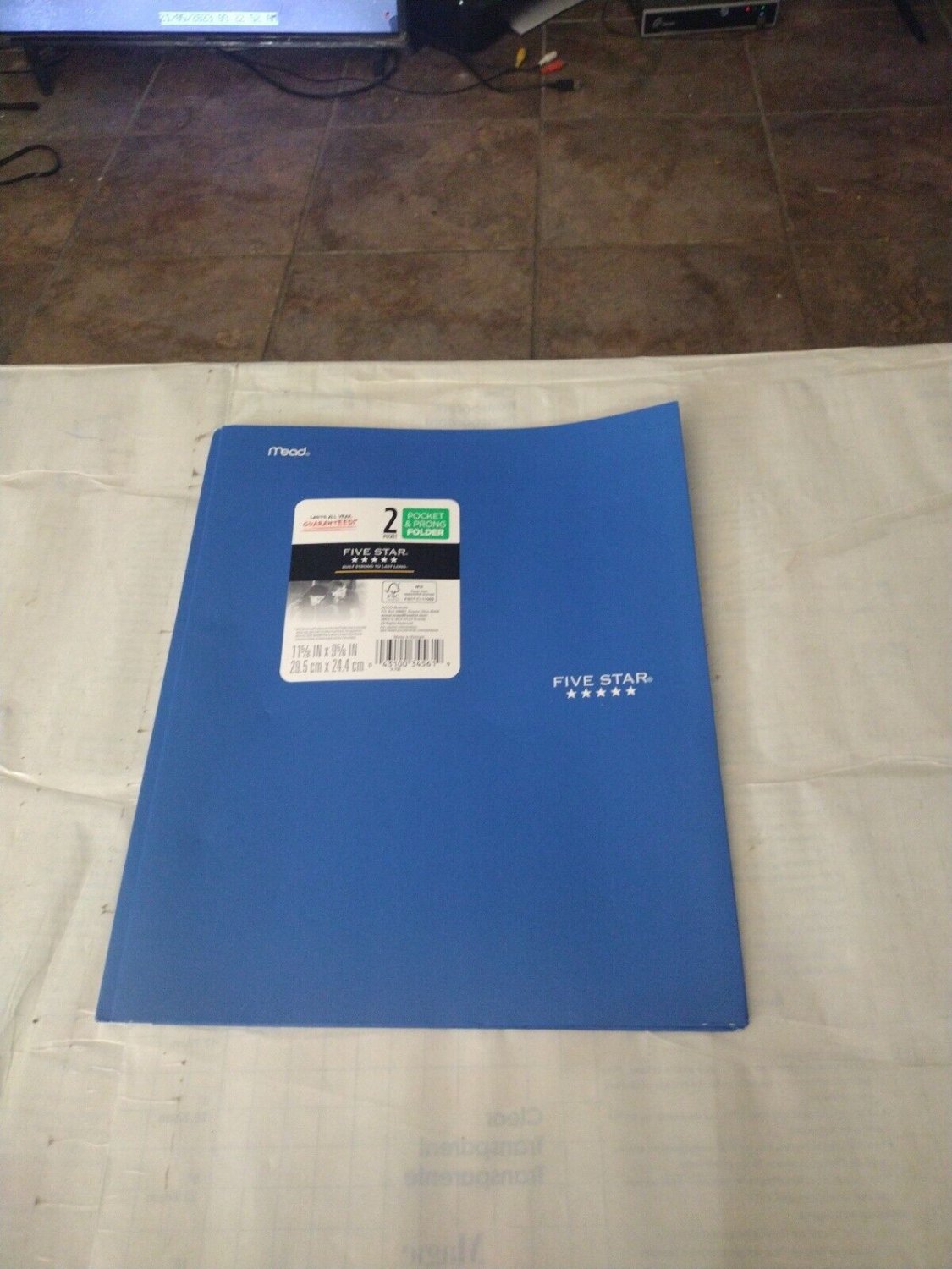 *New 15 Mead Five Star 2 Paper Pocket & Prong Portfolio Folders School Blue.