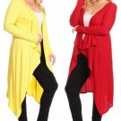 Women Long Sleeve Soft Knit Cardigan Drape Front New Full Length S M L 1X 2X 3X