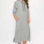 Women Long Solid Colored Drawstring Hooded Sweater Dress New