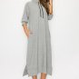 Women Long Solid Colored Drawstring Hooded Sweater Dress New