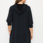 Women Long Solid Colored Drawstring Hooded Sweater Dress New