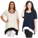 Women's New Plus Size Short Sleeve Print Tunic Top High-Low Casual Blouse