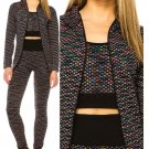 Women Athletic 3-Piece Tracksuit Long Sleeve Hoodie Matching Top and Pants