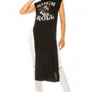 Women Long Open Side Rock & Roll Pullover Hoodie Dress Poncho Style with Pins