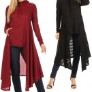 Women Long Sleeve Hooded Sweater High-Low Pullover Regular and Plus Size New
