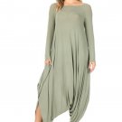 Women Long Sleeve Jumpsuit Wide Legs Boat Neck One Piece New S M L 1X 2X 3X