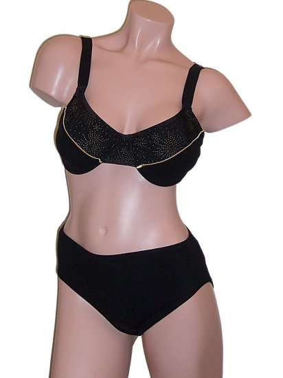 Roxanne Black Underwire Hi Waisted Bikini Swimsuit 32d10 6264