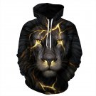 Men's Casual 3D Lion Print Long Sleeve Hoodie