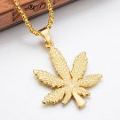 Gold-silver Plated Cannabiss Small Weed Herb Charm Necklace Maple Leaf Necklace