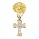 Trendy Alloy Silver Gold Color Full Crystal Cross Necklace