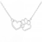 Pet Paw Footprint Necklaces Cute Animal Dog Cat Love Heart Pendant Necklace
