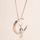 Moon Pendant Charm Silver Gold Color Link Chain Necklace For Pet Lucky Jewelry