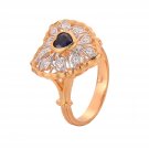 Honey Moon Created Sapphire Heart CZ 925 Sterling Silver Ring