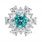 Beautiful Emerald Created High Carbon Diamond CZ 925 Sterling Silver Ring