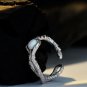 Round Created Opal Irregular Folding 925 Sterling Silver Adjustable Ring