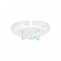 Women Simple Oval Natural Opal 925 Sterling Silver Adjustable Ring