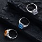 Baguette Created High Carbon Diamond CZ Border 925 Sterling Silver Ring