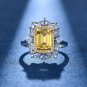 Created High Carbon Diamond Flower CZ Border 925 Sterling Silver Ring