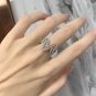 Casual Double Layers Curved Lines 925 Sterling Silver Adjustable Ring